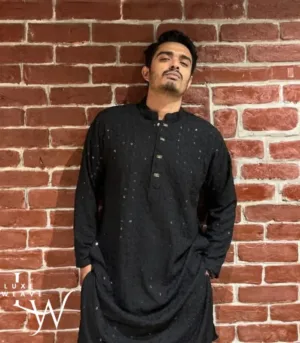Luxe Black Embellished Panjabi