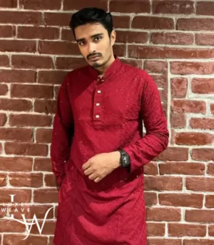 Luxe Red Embellished Panjabi