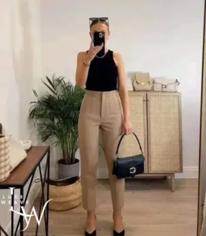 Elegant High-Waist Formal Pants Chocolate