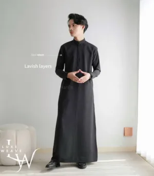 Premium Indonesian Thobe - Black